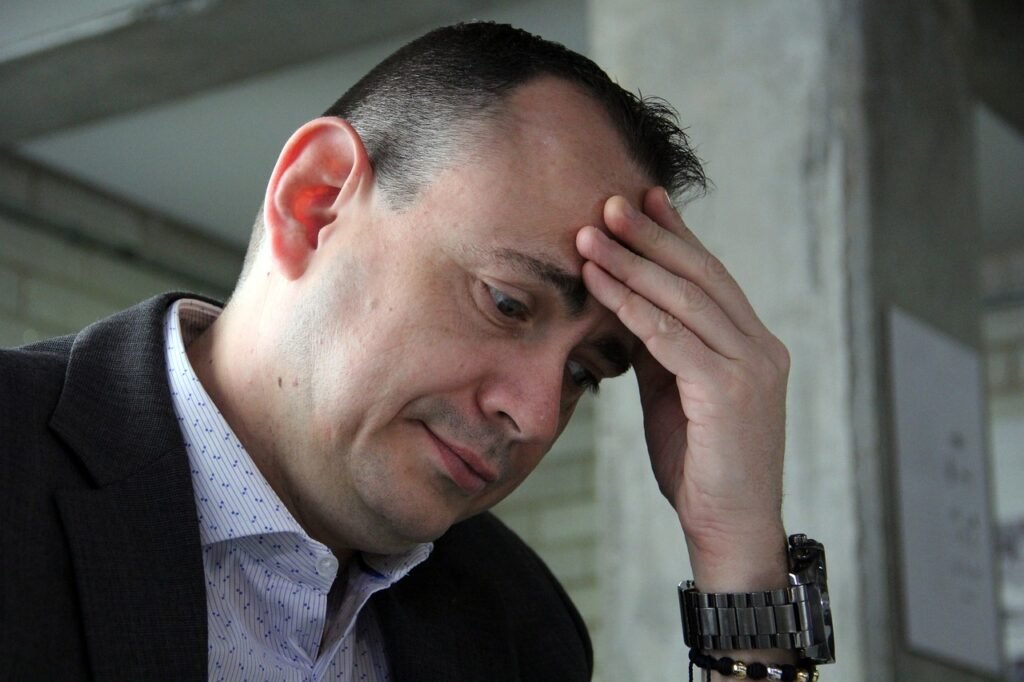 stressed lawyer in office