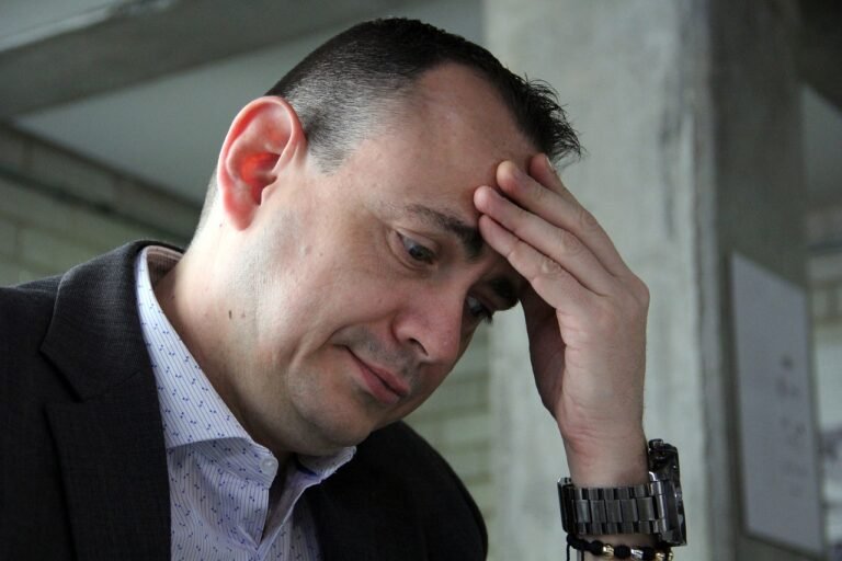 stressed lawyer in office